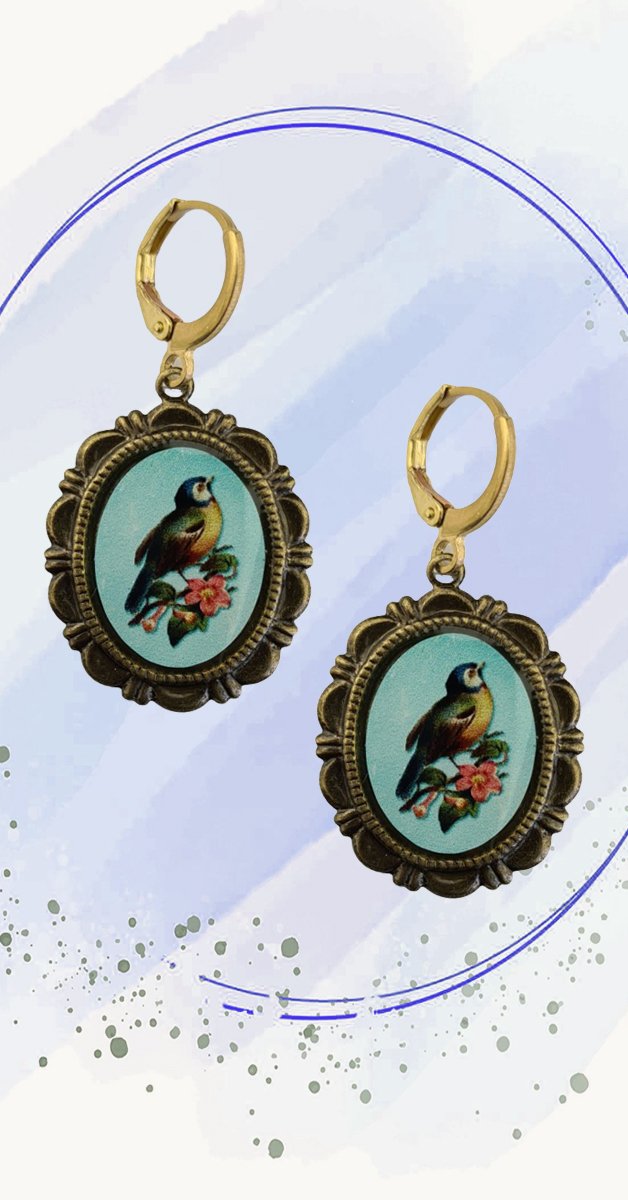 Retro Style Jewellery - Chickadeer Earrings in Aqua