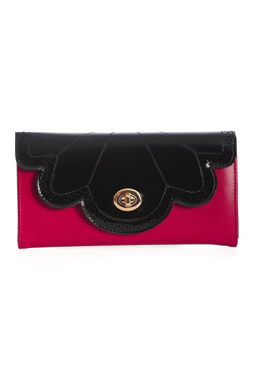 Vintage Accessories - Scallop Wallet in Black with red