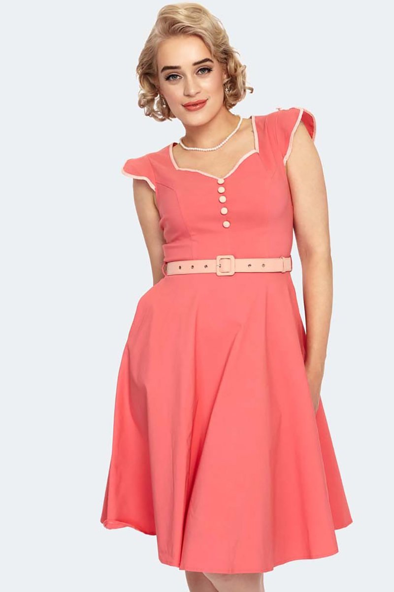 Vintage Kleid- Chacha Flare Dress in Pink