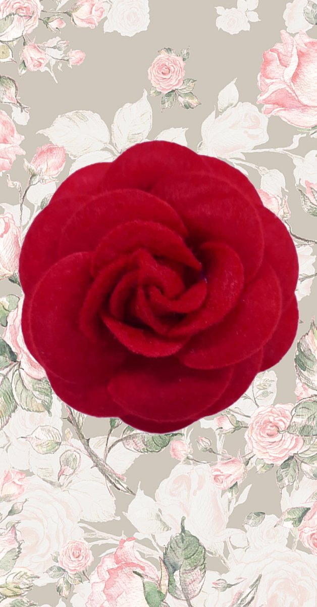 Retro Stil Accessoire - Filz Blume in Lipstick Rot