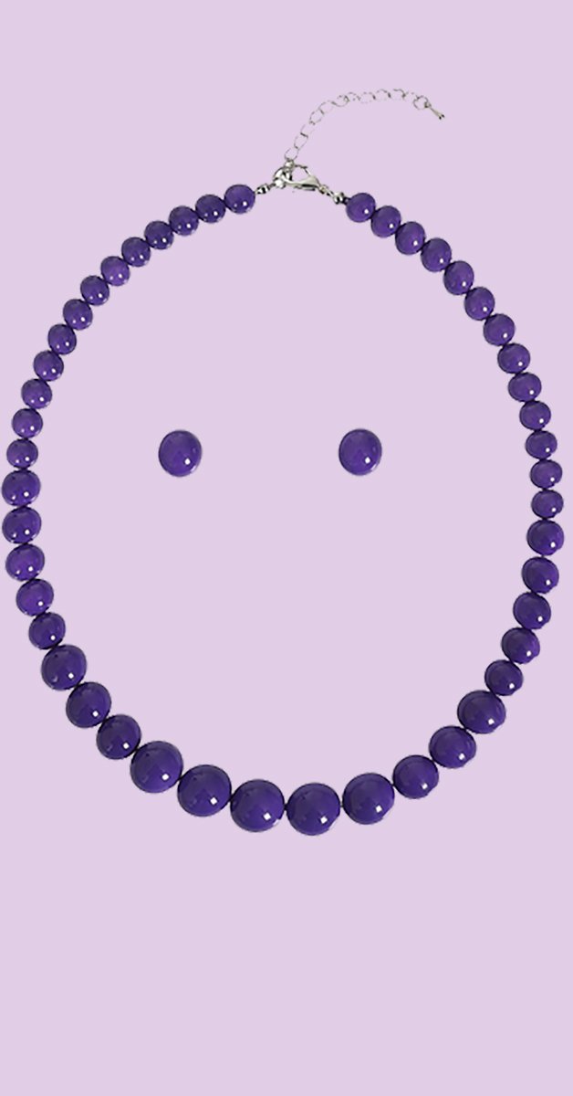 Vintage Jewellery - Natalie Bead Necklace Set Violet