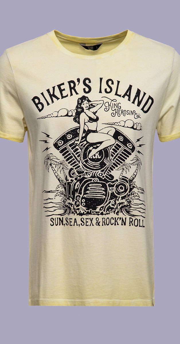 Rockabilly Oil Wash T-Shirt - Bikers Island 