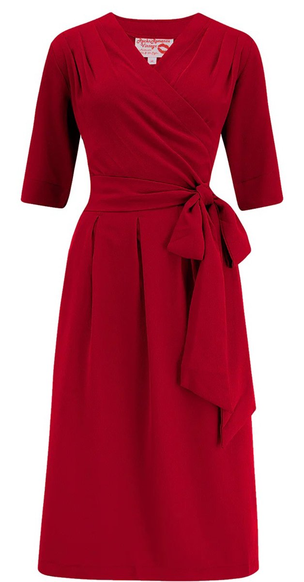 Vivien - Wickelkleid in Rot im Stil der 1940er bis frühen 1950er Jahre