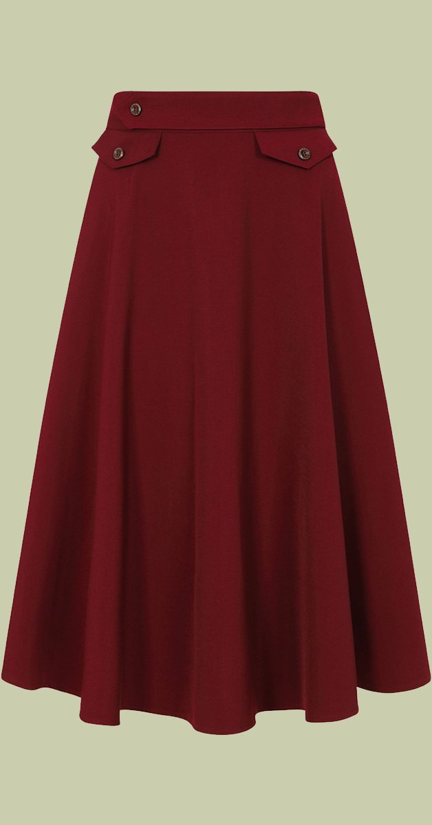 Vintage Style Clothing - Book Club -Skirt from  Banned Retro -Burgundy