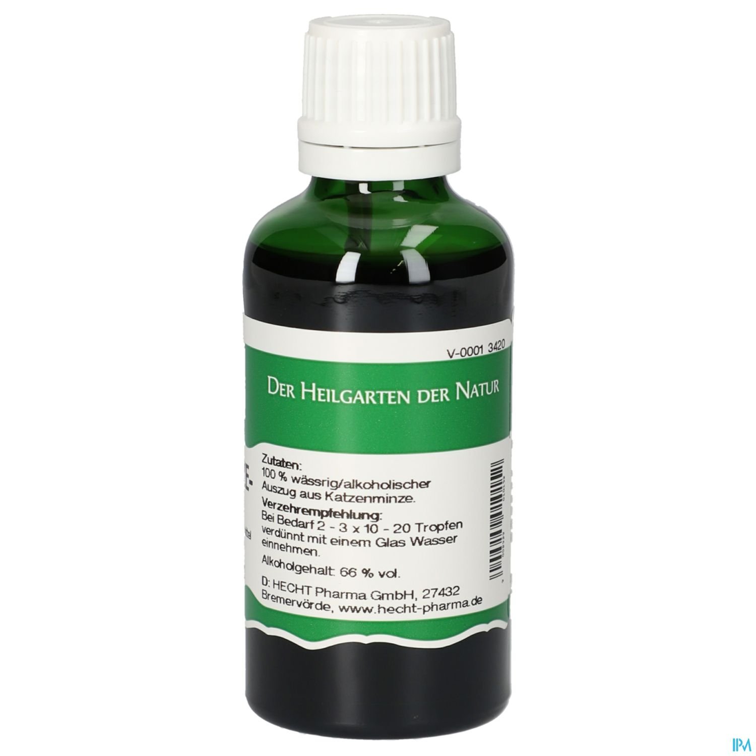 Flasche mit der Aufschrift "Der Heilgarten der Natur" und Inhaltsangaben.