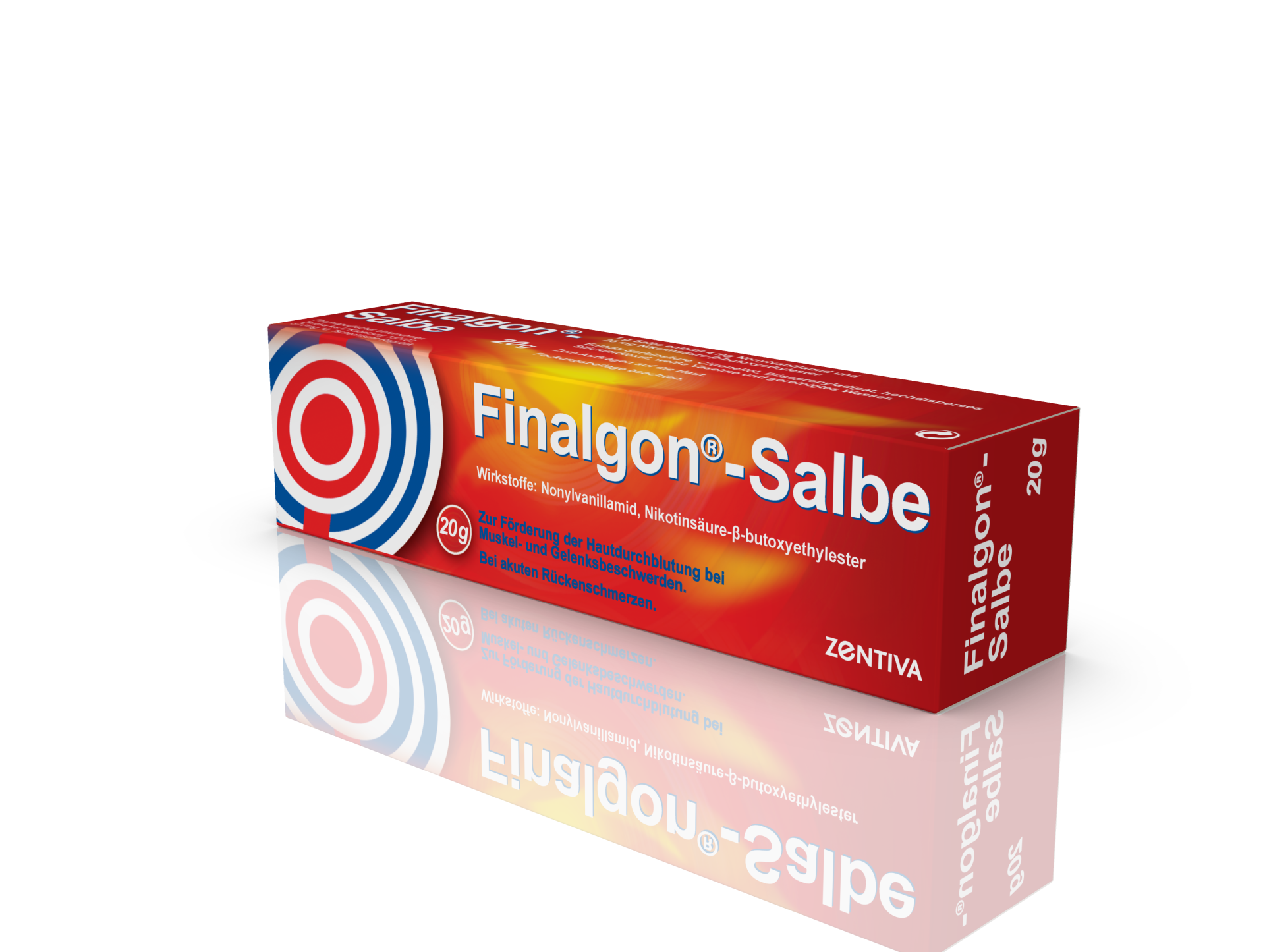 Verpackung der Finalgon®-Salbe mit Angaben zu den Inhaltsstoffen und Anwendungsgebieten.
