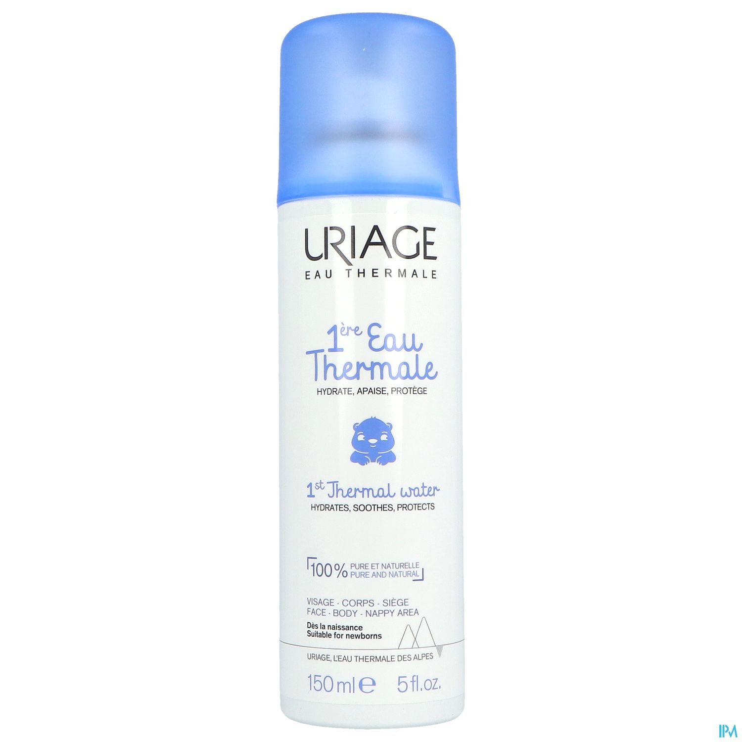 Sprühflasche mit Thermalwasser von Uriage, 150 ml, beschriftet mit "1ère Eau Thermale".