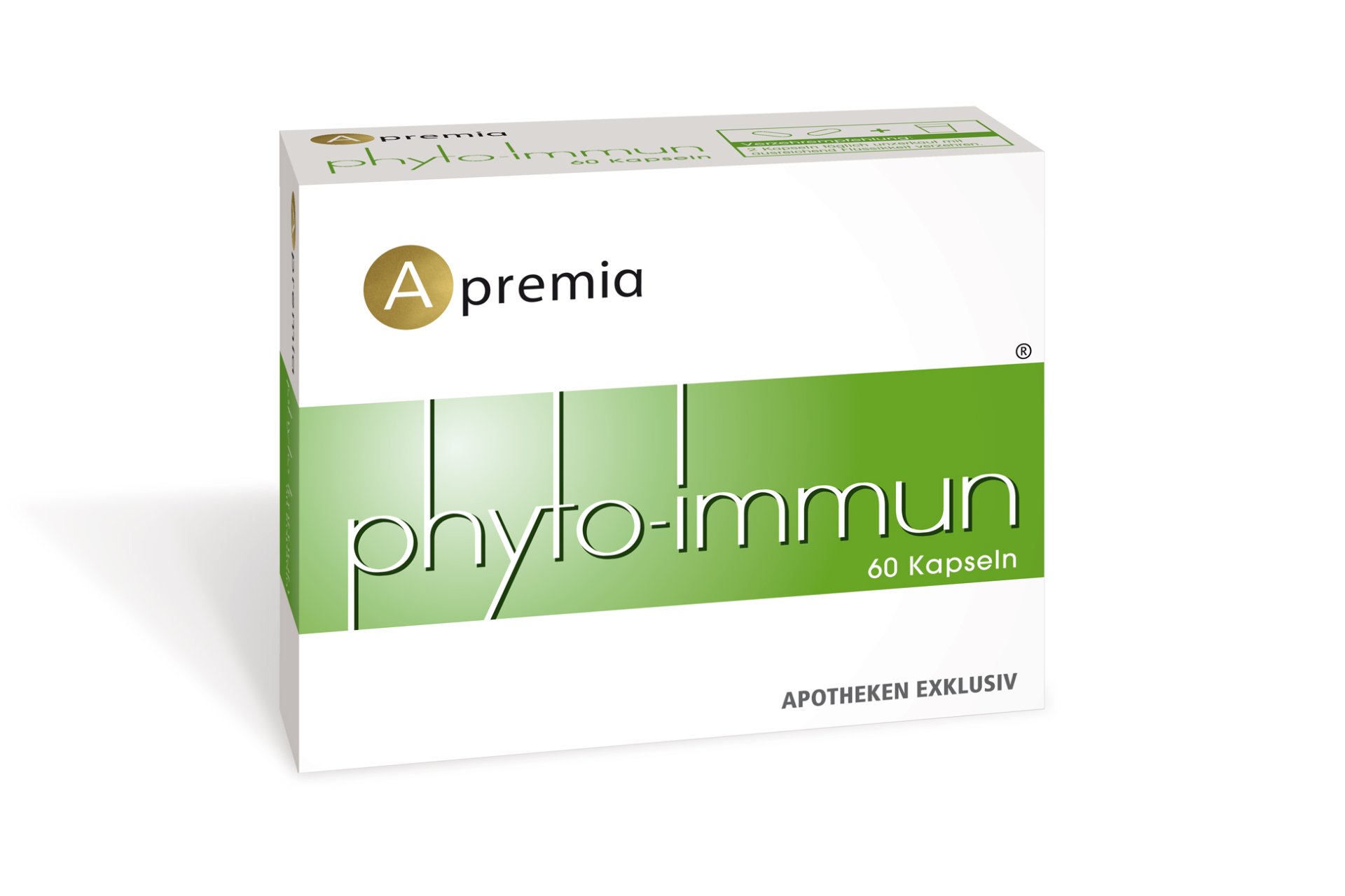Verpackung der Apothekenmarke Apremia für das Produkt "phyto-immun" mit 60 Kapseln.