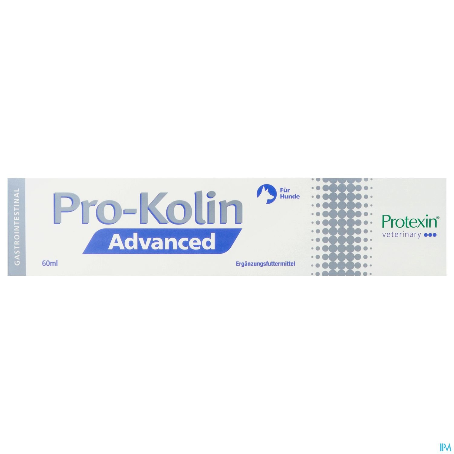 Verpackung eines Produkts namens Pro-Kolin Advanced für Hunde, 60 ml, von Protexin Veterinary.