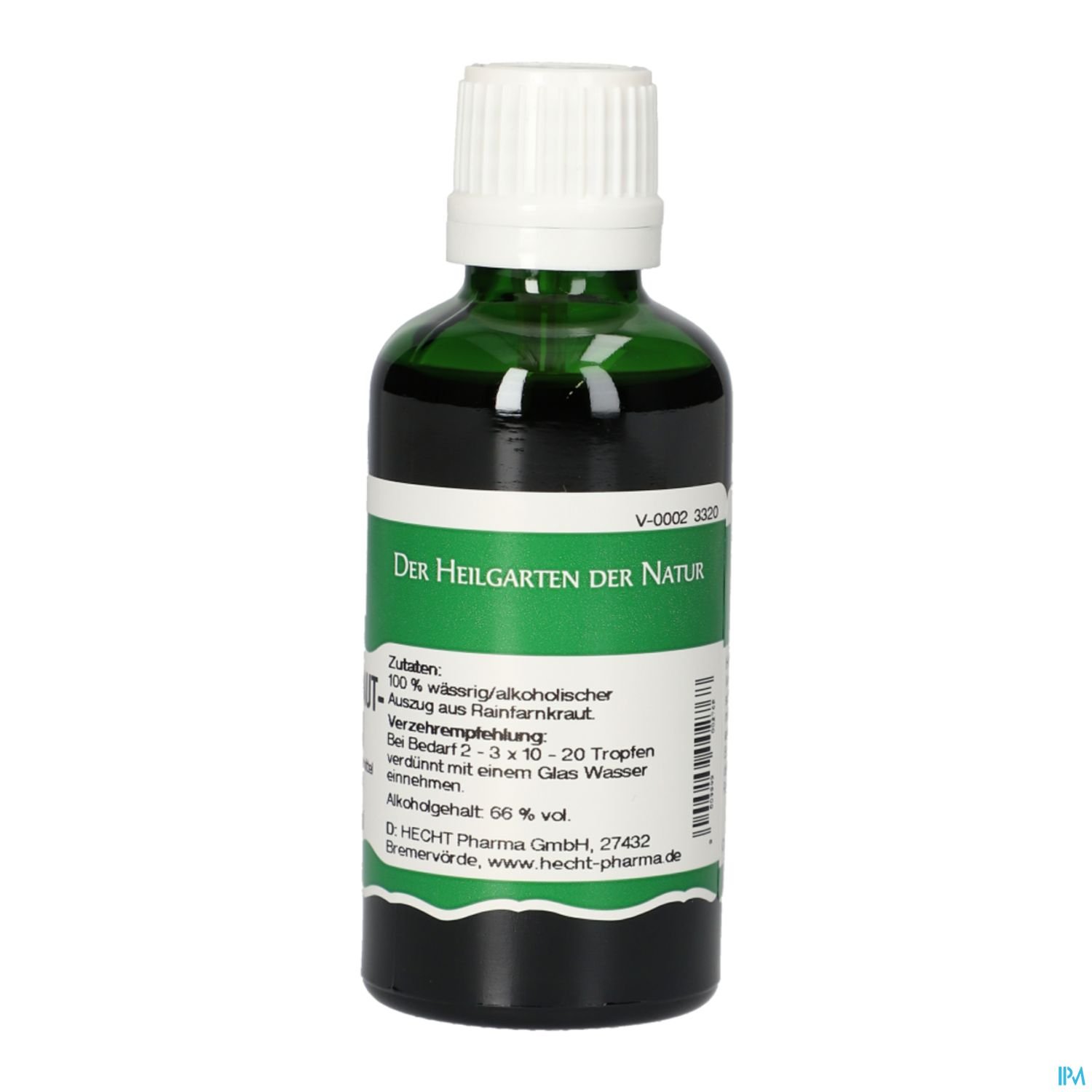 Flasche mit Tinktur "Der Heilgarten der Natur", Zutaten und Anwendungshinweise auf dem Etikett.