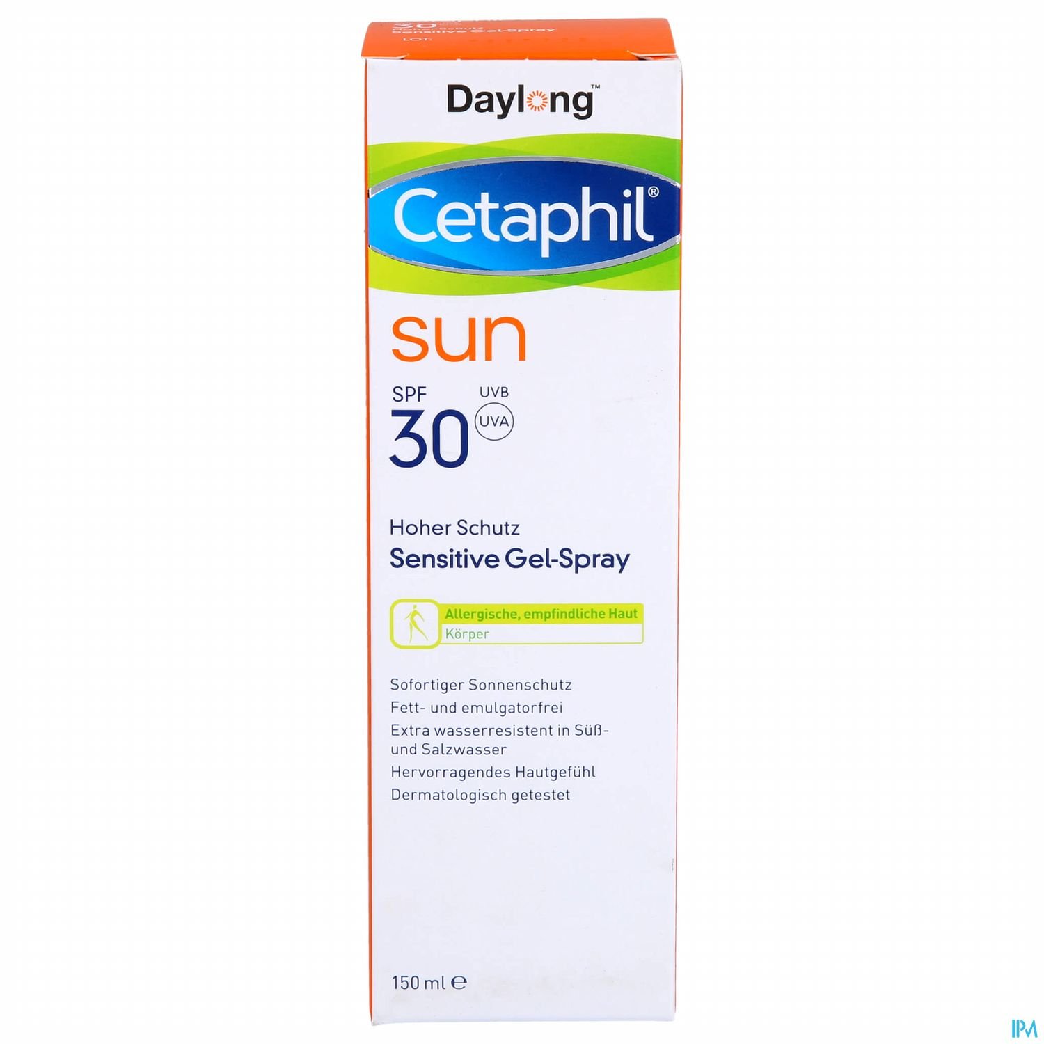 Packung von Cetaphil Sun Sensitive Gel-Spray mit SPF 30, 150 ml.
