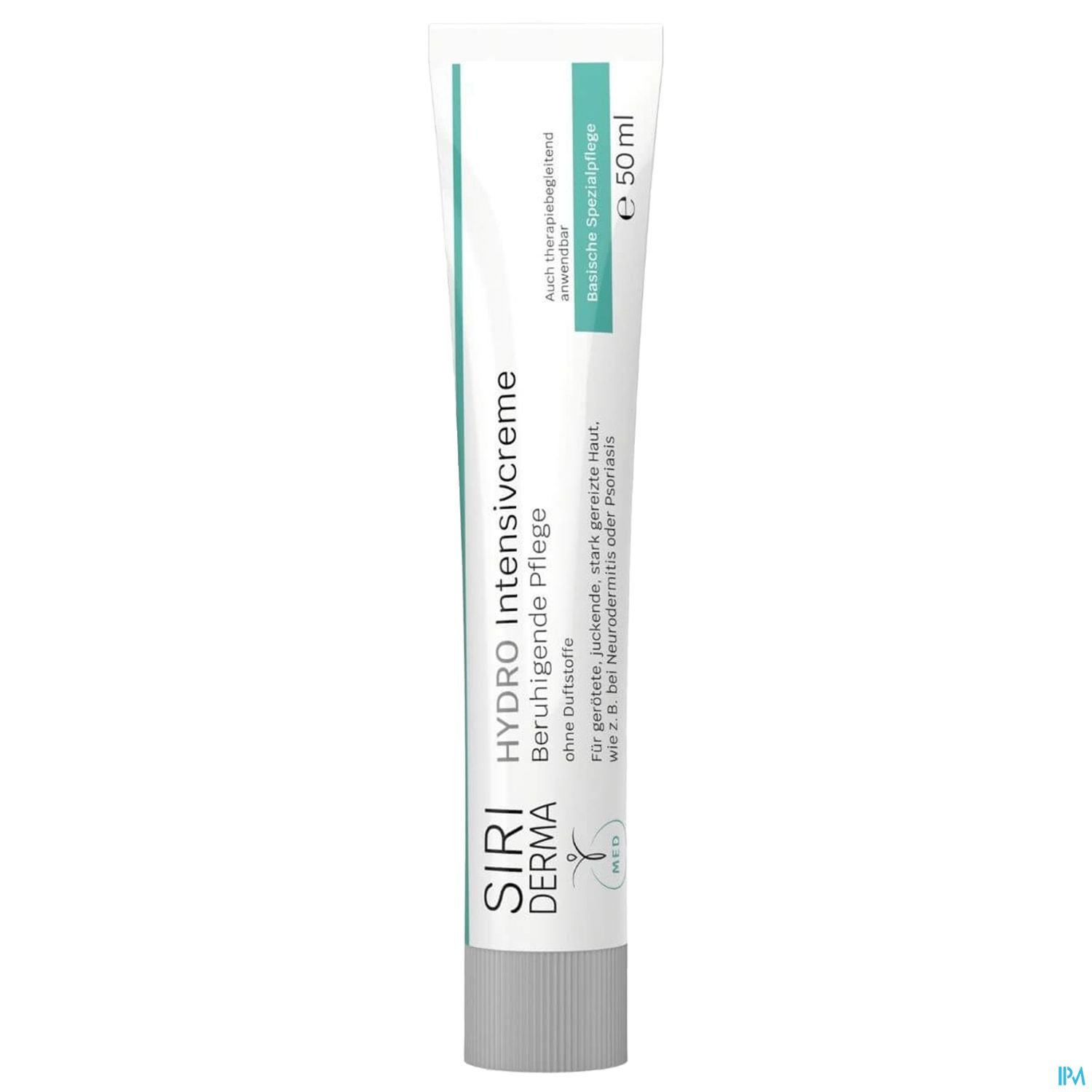 Tube mit der Bezeichnung "SIRI HYDRO Intensivcreme" für intensive Hautpflege, 50 ml.