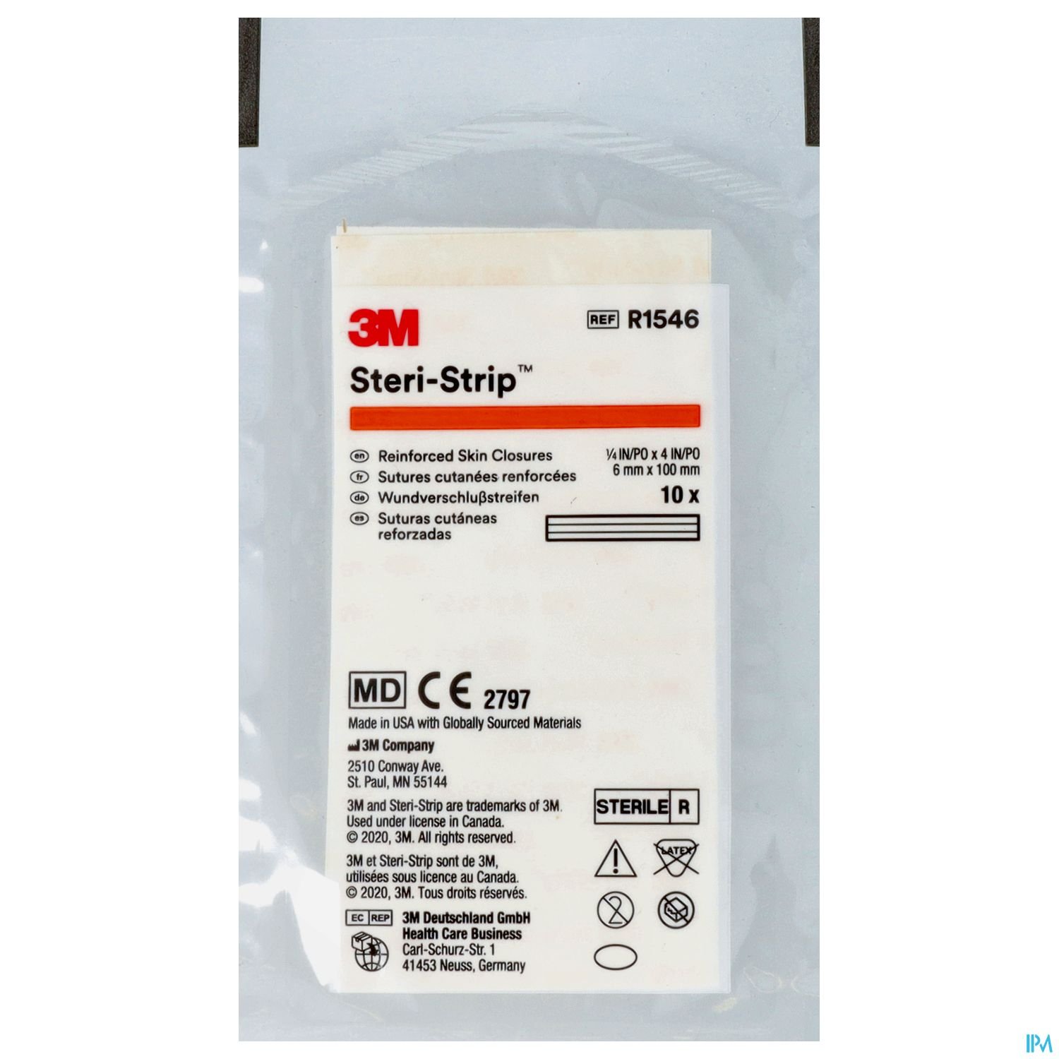 Packung mit 10 Steri-Strips zur Wundversorgung von 3M.