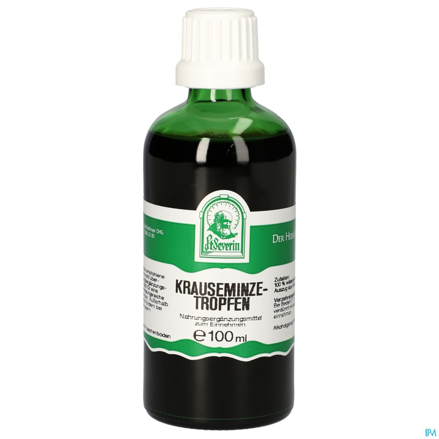 Flasche mit Krauseminze-Tropfen, 100 ml, von Dr. Severin.