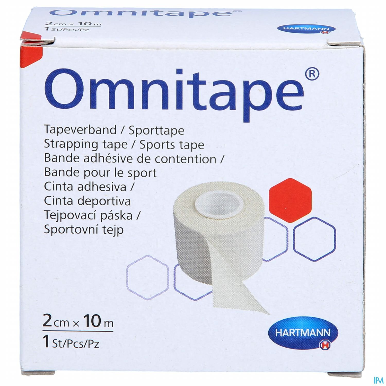 Verpackung eines Sporttapes namens Omnitape, 2 cm x 10 m, von Hartmann.