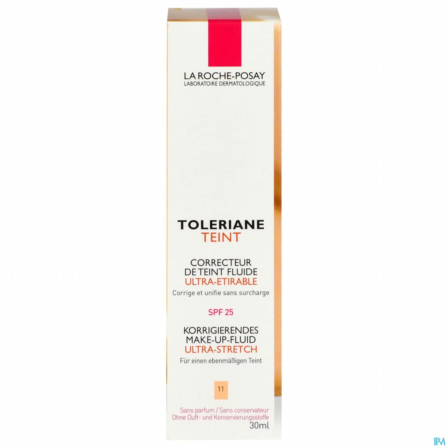 Produktverpackung von La Roche-Posay Toleriane Teint, korrigierendes Make-up-Fluide mit SPF 25, in der Farbe 11.