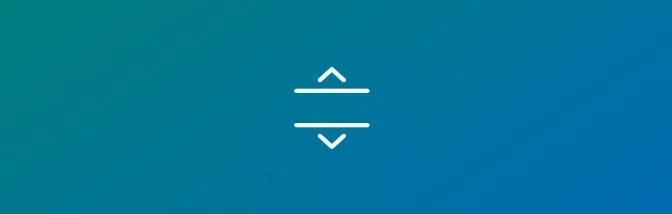 Symbol für Auf- und Abbewegung, dargestellt durch zwei horizontal angeordnete Linien mit einem Pfeil nach oben und einem Pfeil nach unten, auf einem blauen Hintergrund.
