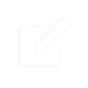 Symbol eines Bleistifts, der in ein Quadrat schreibt, dargestellt in einem minimalistischen weißen Design auf schwarzem Hintergrund, geeignet für Illustrationen zu Themen wie Notizen, Schreiben oder kreative Prozesse.