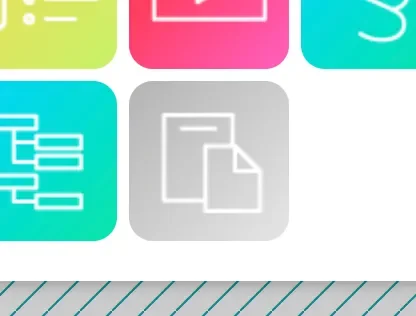 Symbol für Dokumente mit zwei Blättern, dargestellt in einem minimalistischen Design. Das Icon ist in grauer Farbe und befindet sich in einem quadratischen Feld. Es könnte für Funktionen wie Dokumentenerstellung oder -verwaltung in einer Benutzeroberfläche verwendet werden.