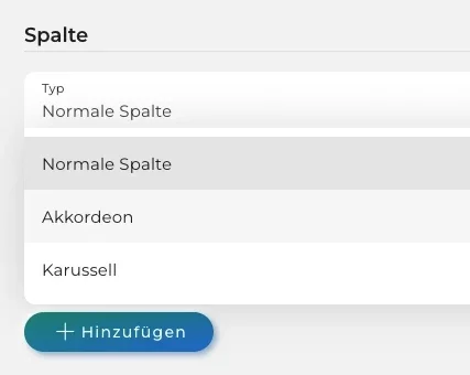 Screenshot der Auswahl von Akkordeon und Karussell