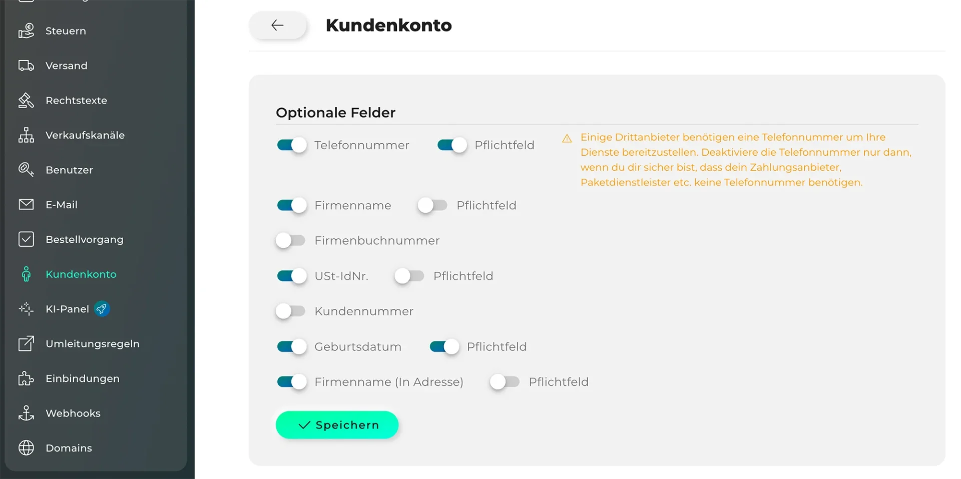 Screenshot Kundenverwaltung