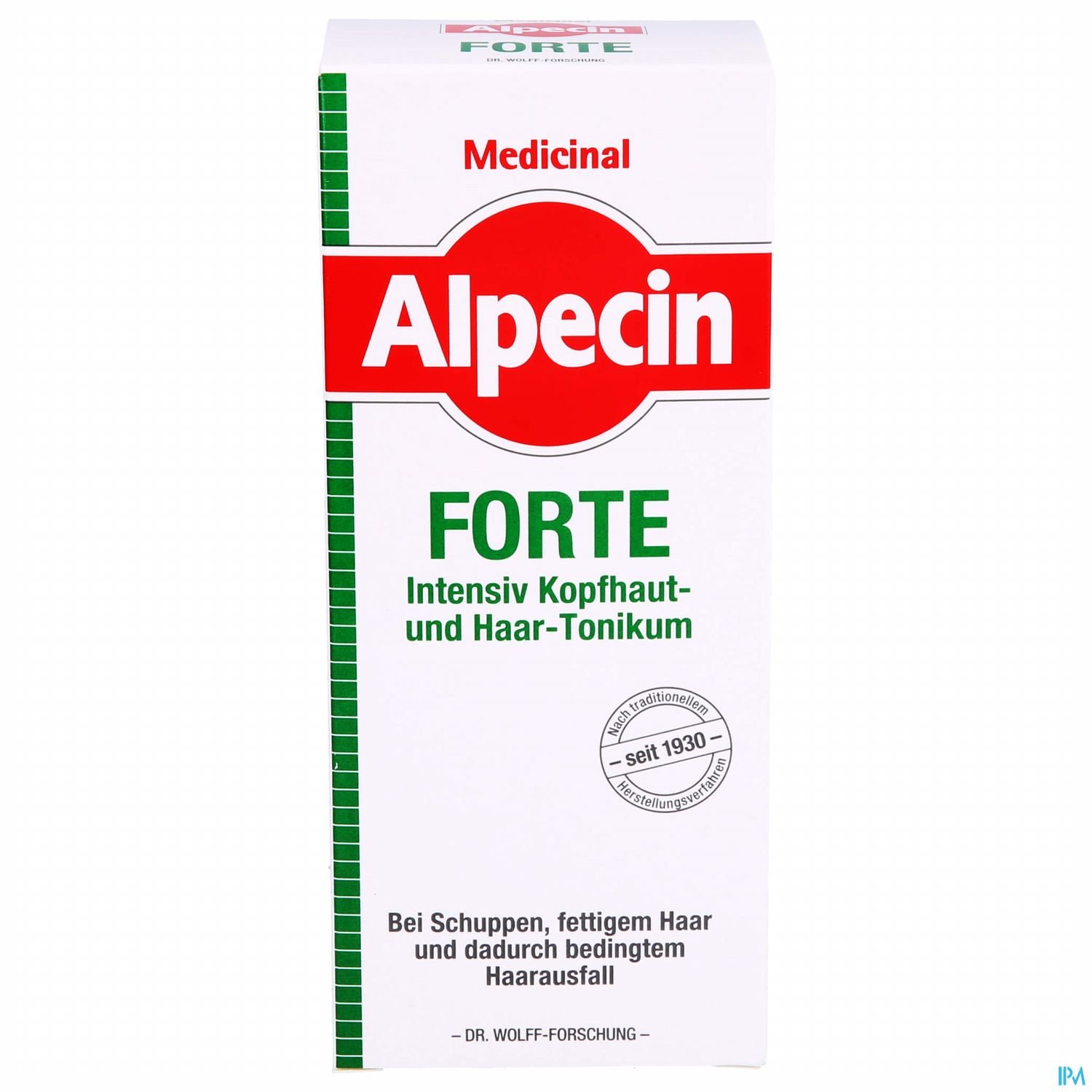Bild der Verpackung des Alpecin Forte Intensiv Kopfhaut- und Haar-Tonikums.
