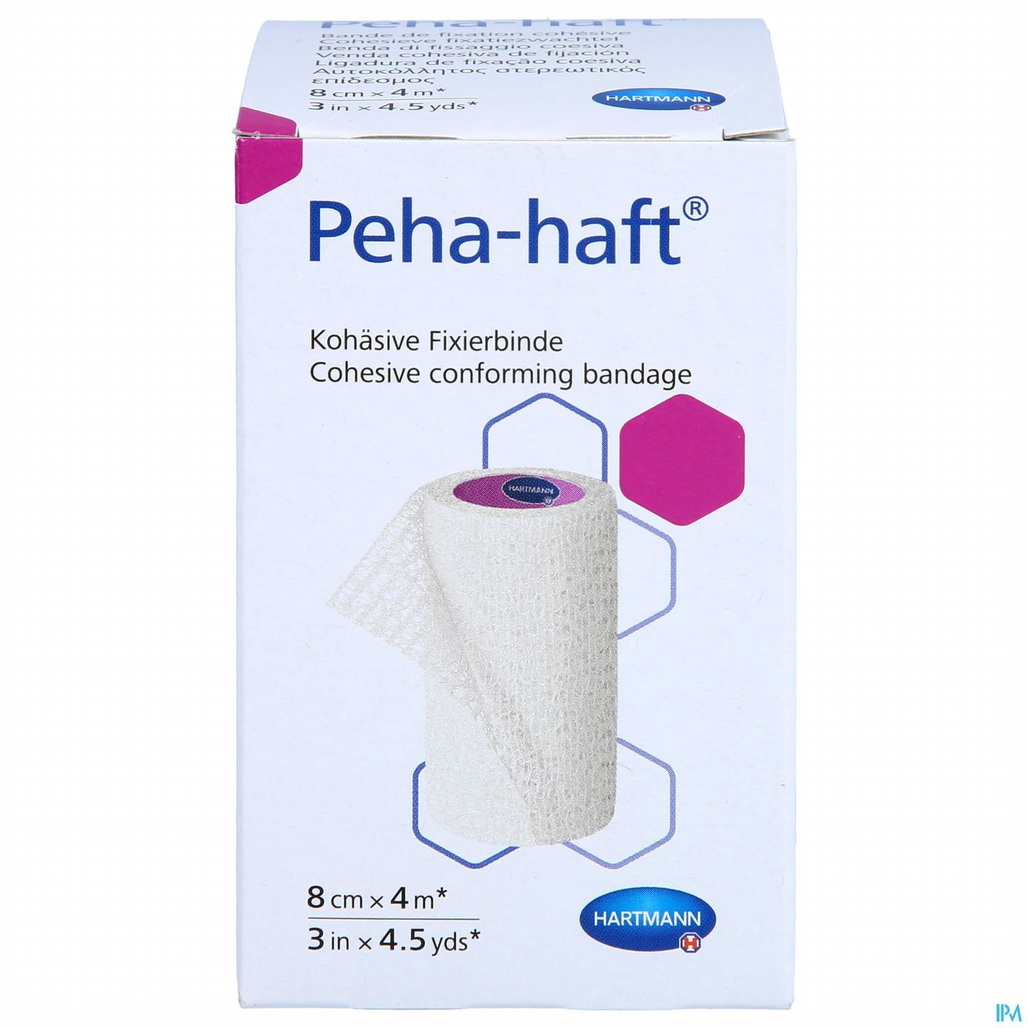 Verpackung einer kohäsiven Fixierbinde namens Peha-haftp.