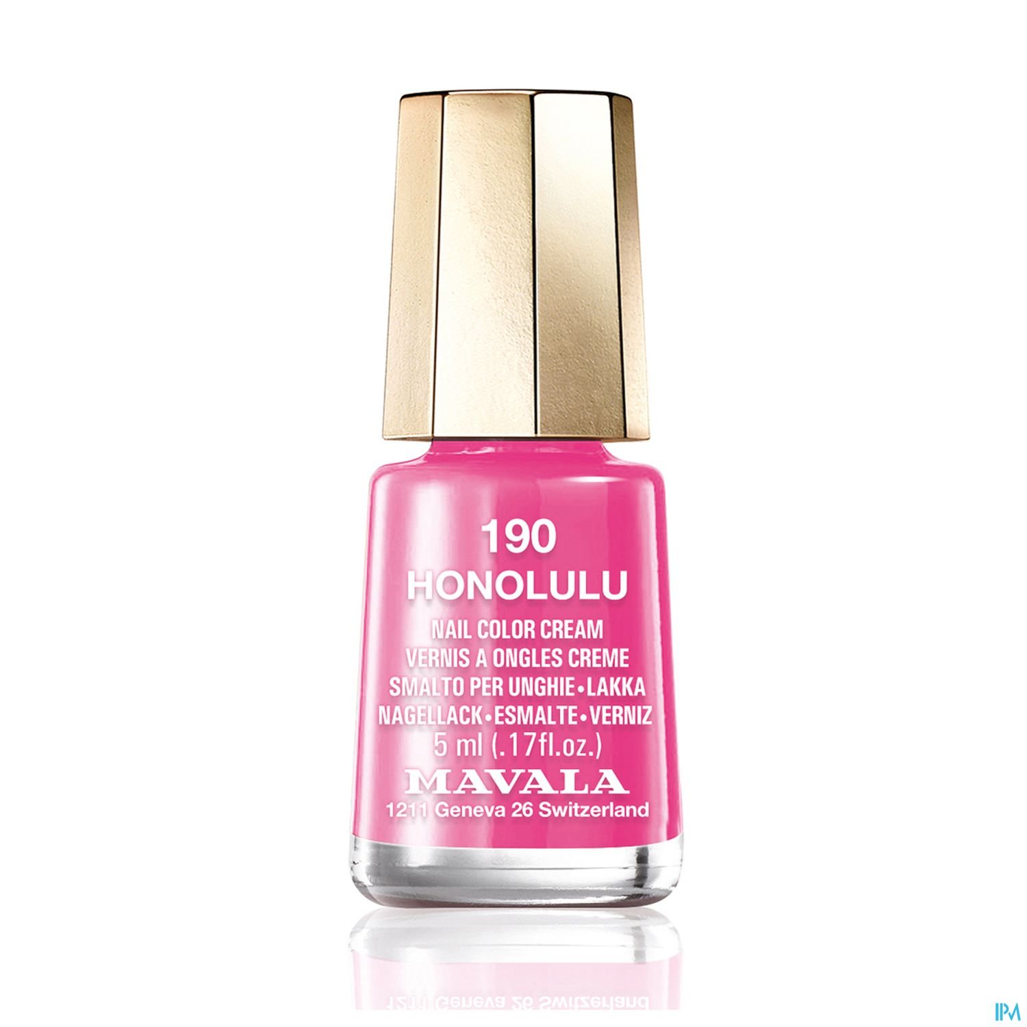 Flasche mit pinkem Nagellack namens "Honolulu" von Mavala, 5 ml.