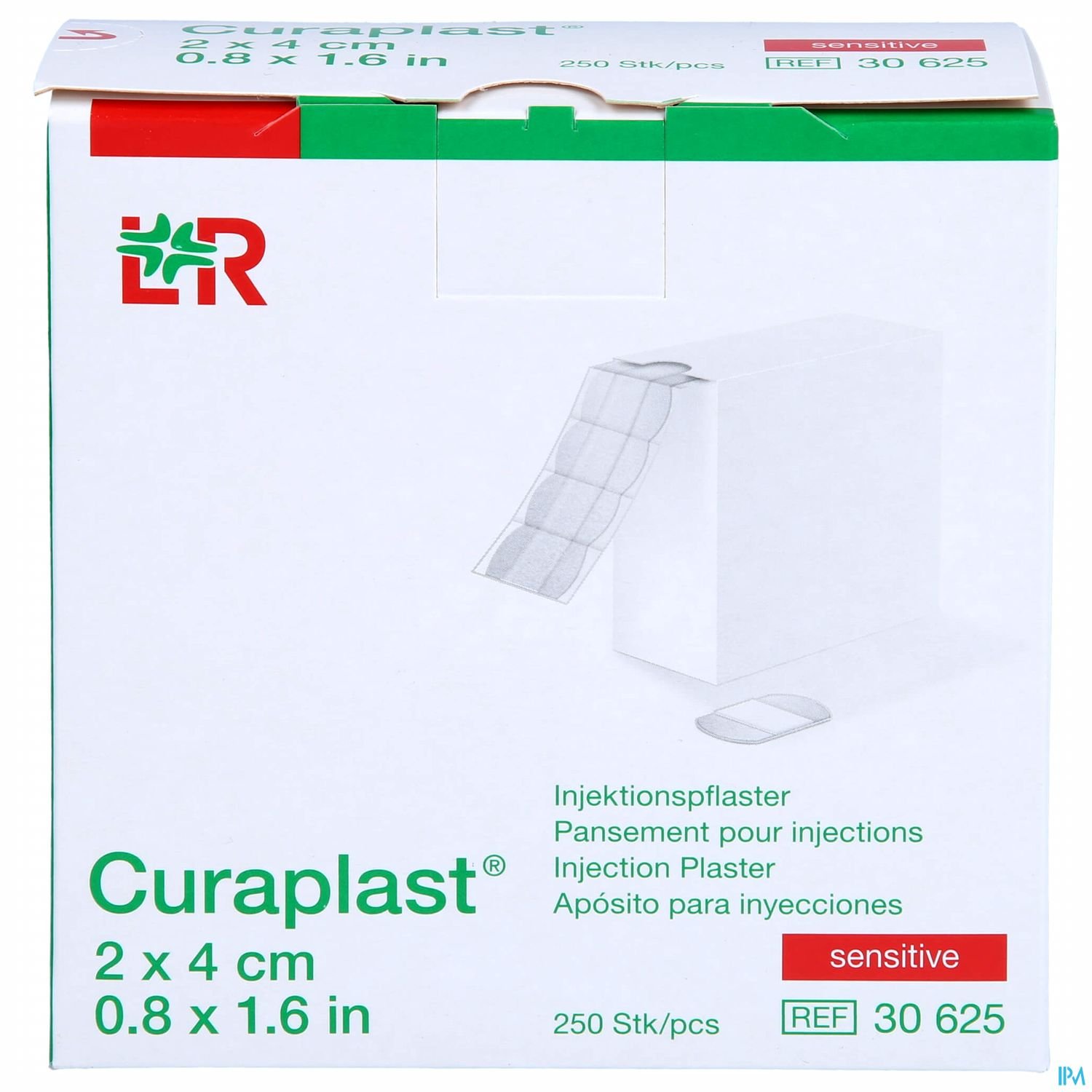 Verpackung von Curaplast Injektionspflastern, 2 x 4 cm, 250 Stück, sensitiv.