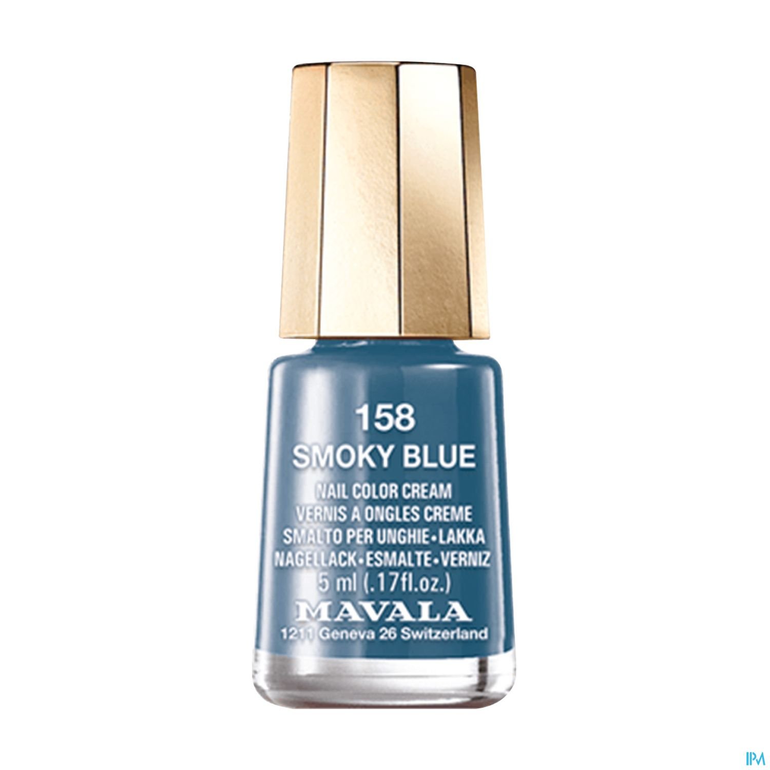 Eine Flasche Nagellack in der Farbe "Smoky Blue" von Mavala, 5 ml.