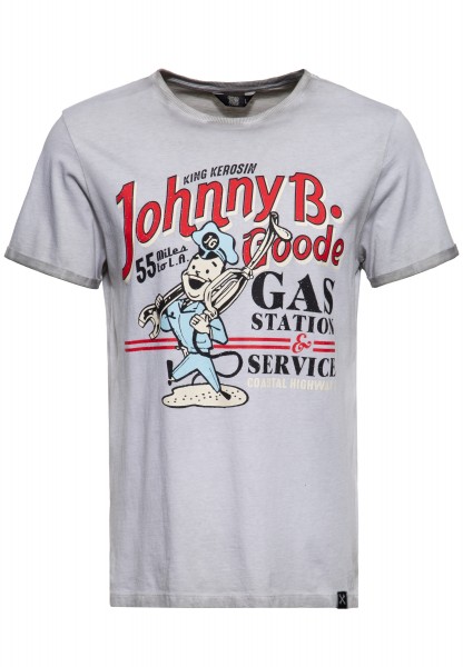 King Kerosins Roll-Up T-Shirt mit Kontrastnähten "Johnny Beach"