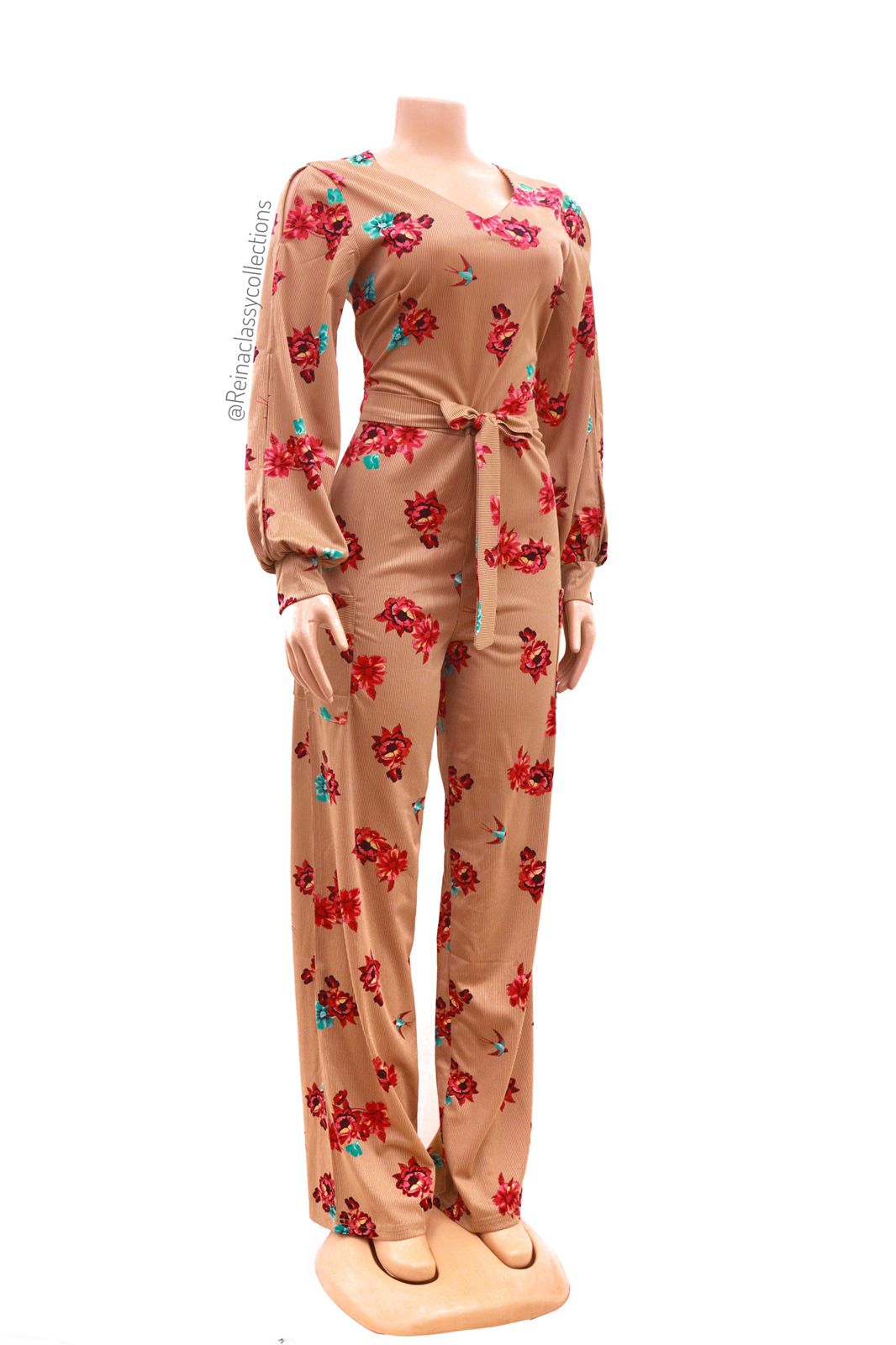 V-neck floral jumpsuit