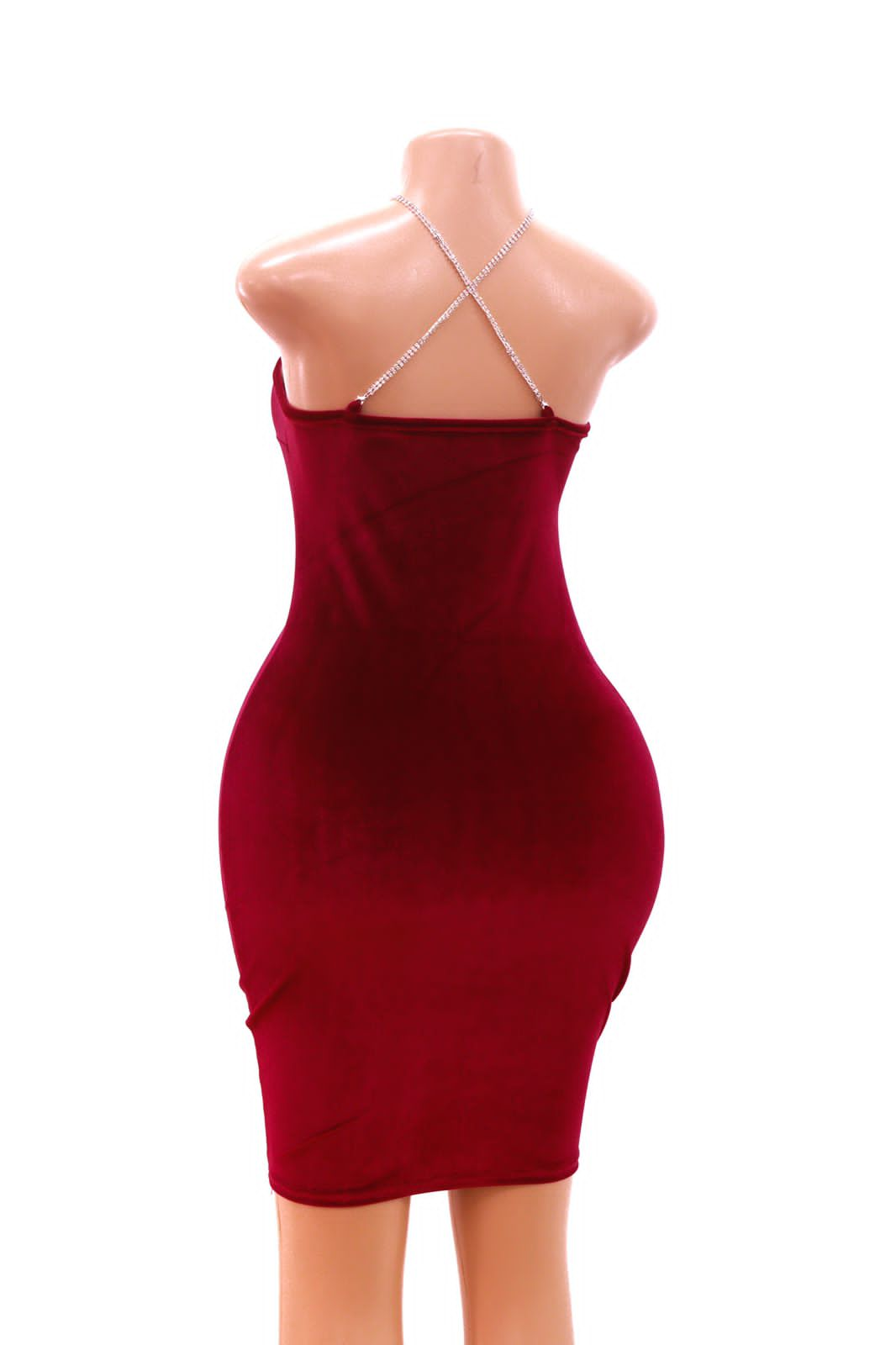 Chain strap velvet bodycon