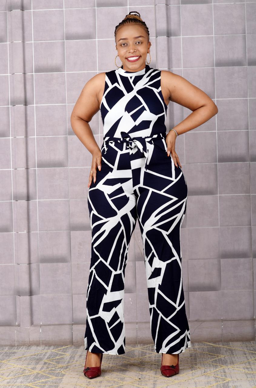 SLEEVELESS PATTERN JUMPSUIT