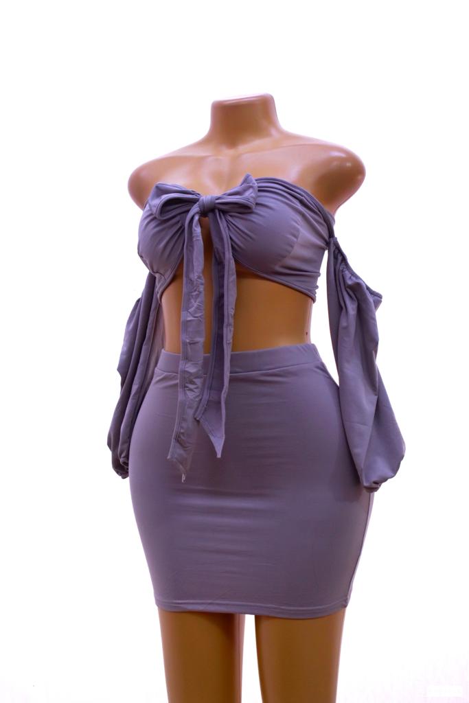 Sleeved Wraptop Skirt set(JZ038)