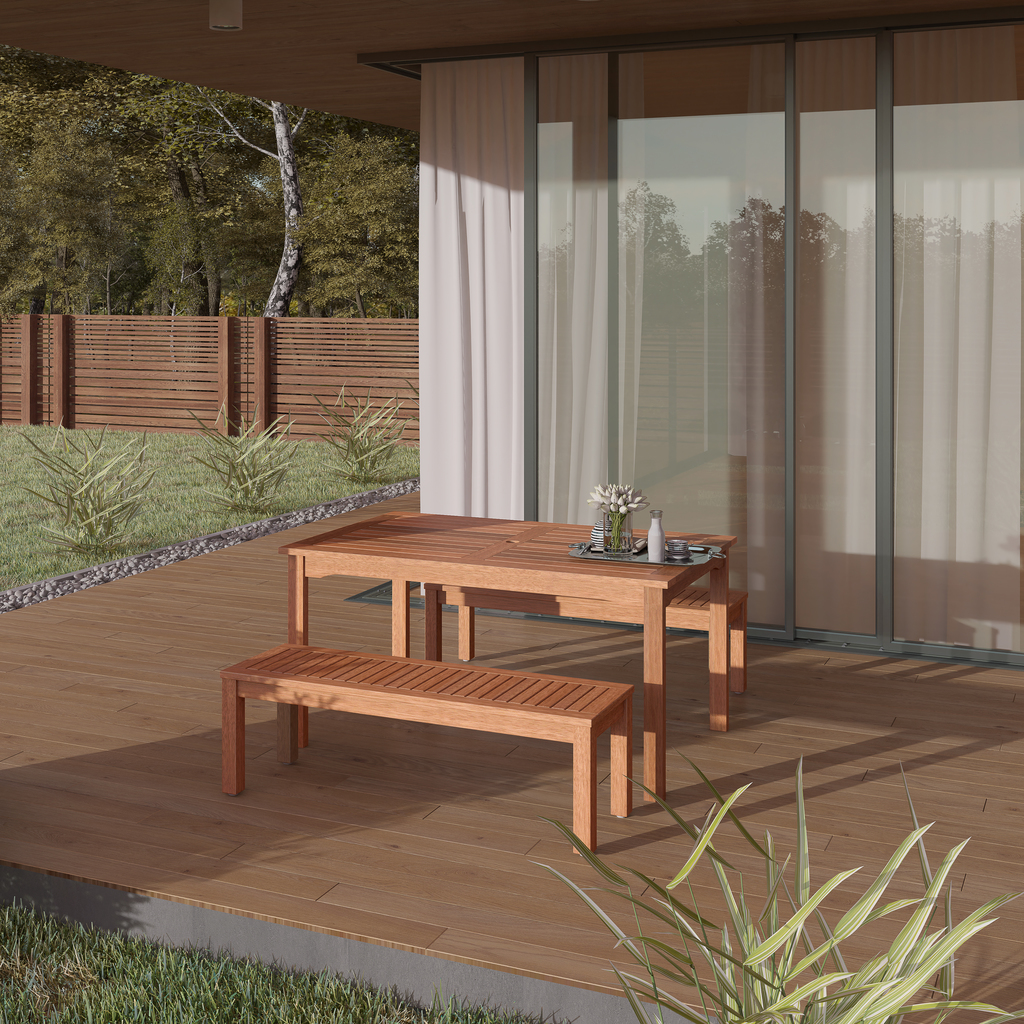 Amazonia Arla 3-Piece Outdoor Dining Set | Eucalyptus | Ideal for Patios