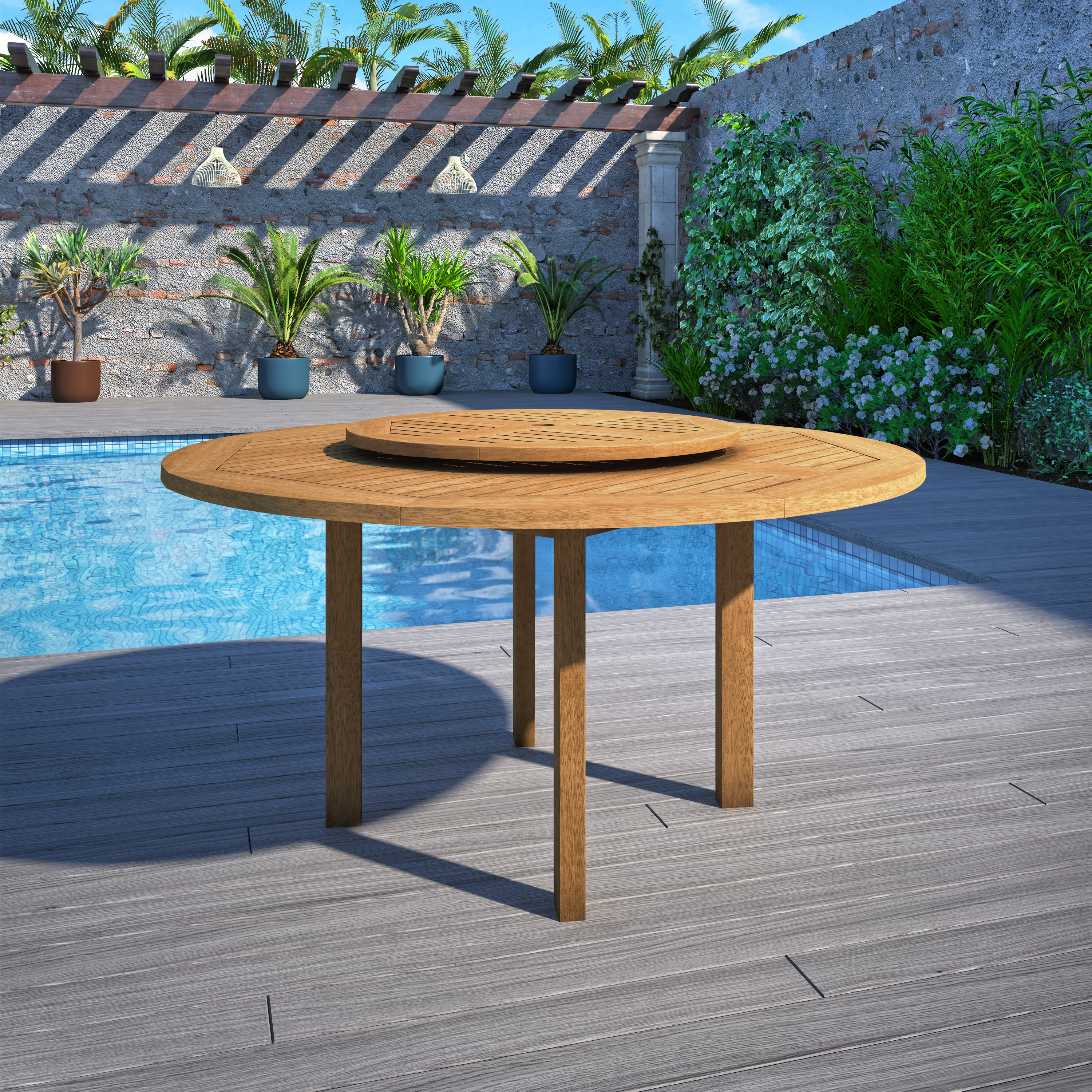 Amazonia Bois 7-Piece Outdoor Dining Set | Teak Finish | Ideal For Patios