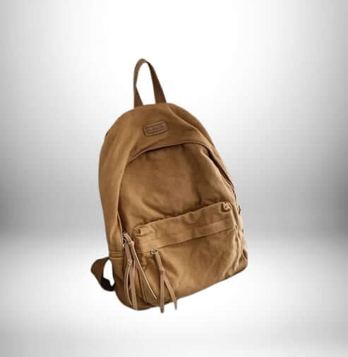 Sac à dos coton marron sur fond blanc