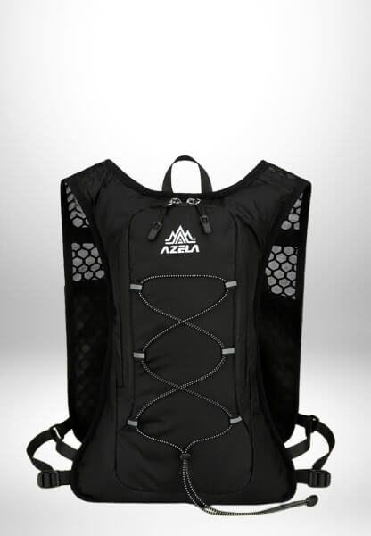 Voici une image d'un sac à dos d'hydratation noir.