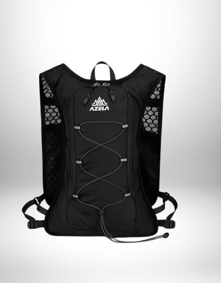 Voici une image d'un sac à dos d'hydratation noir.
