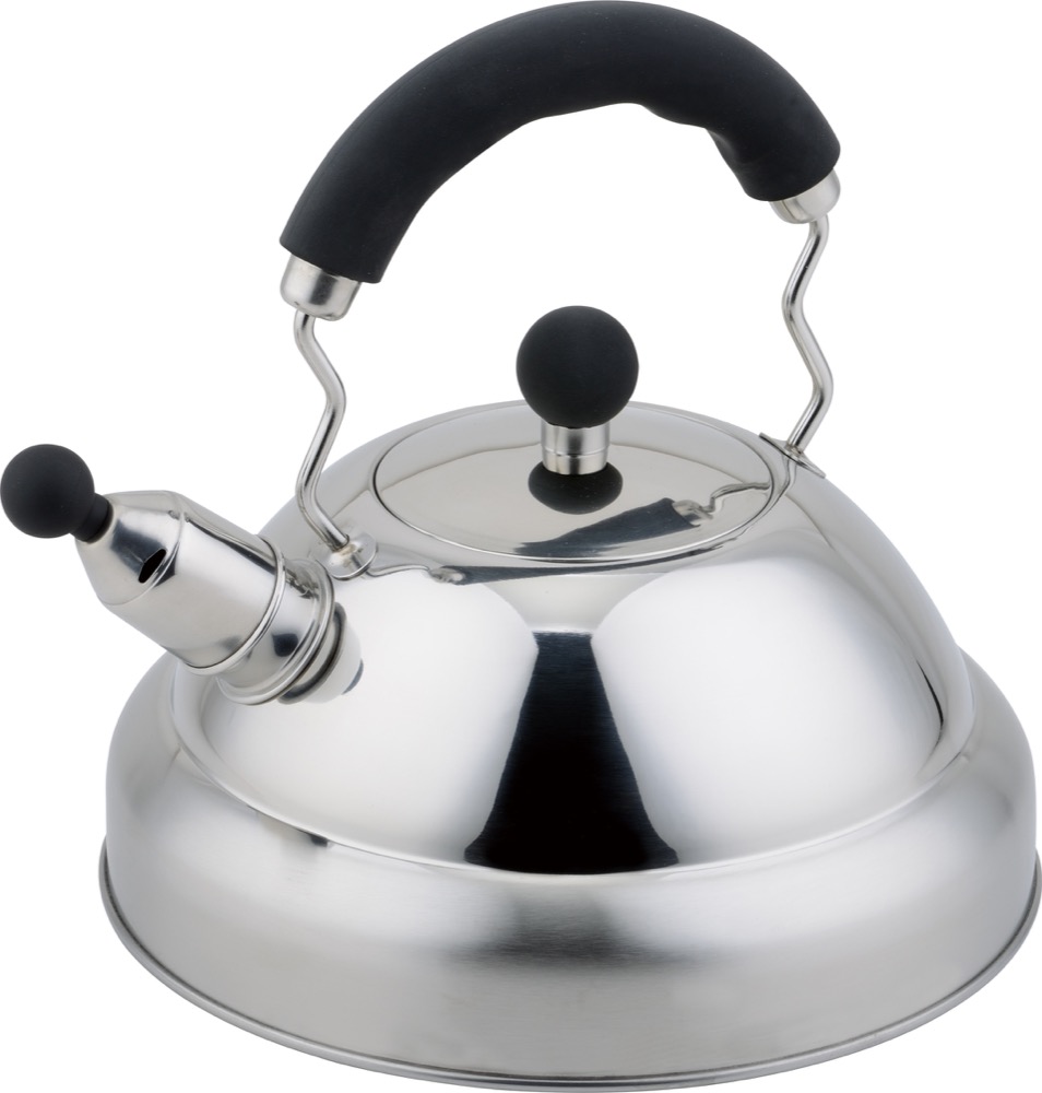 Buckingham Stove Top Induction Whistling Kettle 3 Litre - Stainless Steel Matt Finish with Black Soft Grip handle