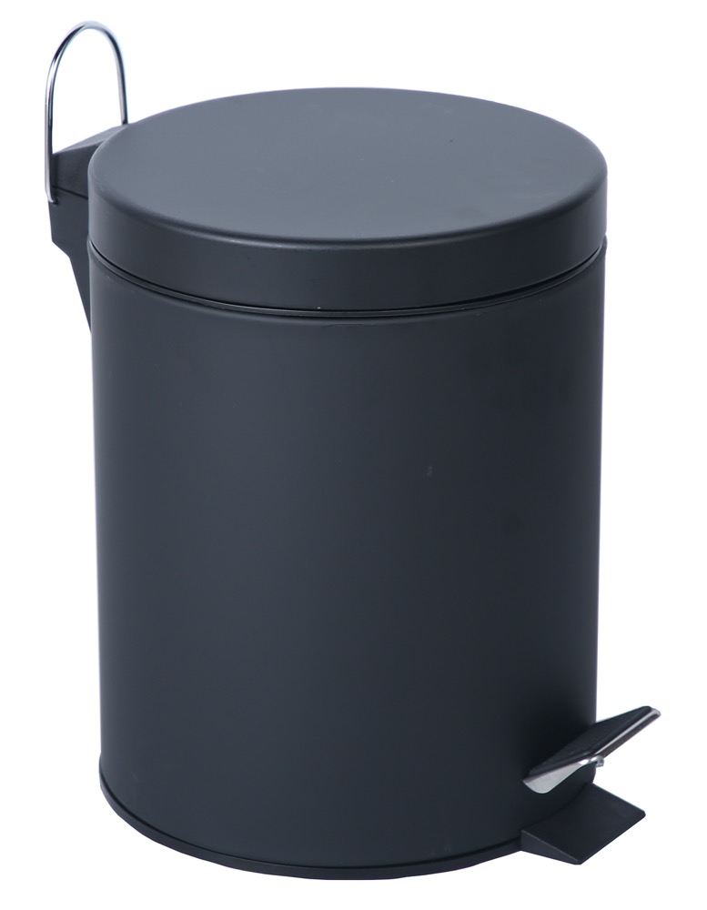 Buckingham Black Powder Coated Pedal Bin Waste Trash Bin for Bathroom Kitchen Office 3 Litres