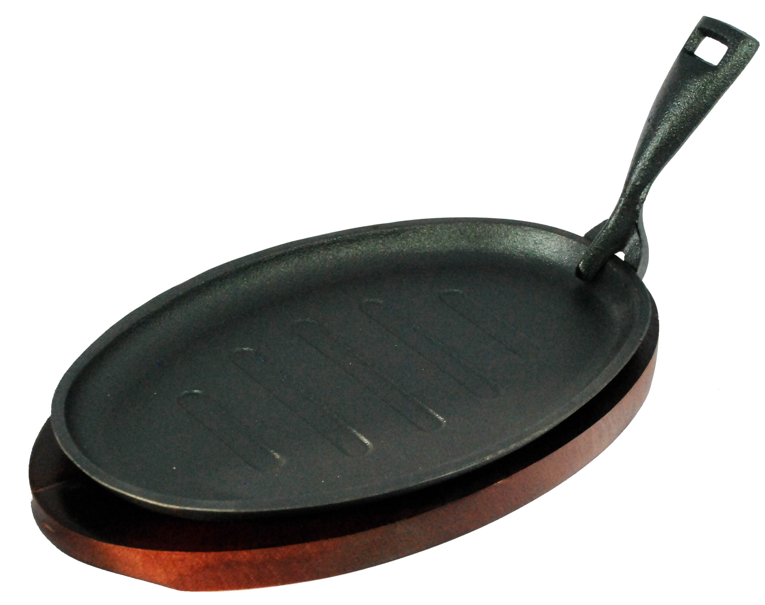 Buckingham Pre-Seasoned Cast Iron Sizzler Serving Dish/ Steak Platter 28 cm with Wooden Stand