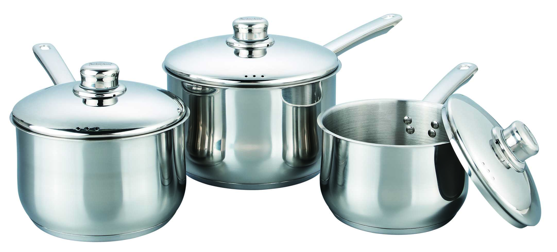 Buckingham Premium Induction Stainless Steel Saucepan Set, 3 Piece