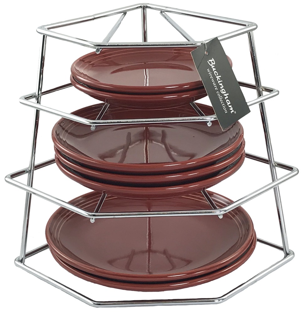  Buckingham 4 Tier Corner Plate Kitchen Cupboard Organiser, Storage Rack, Space Saver, Chrome Plated, Premium Quality