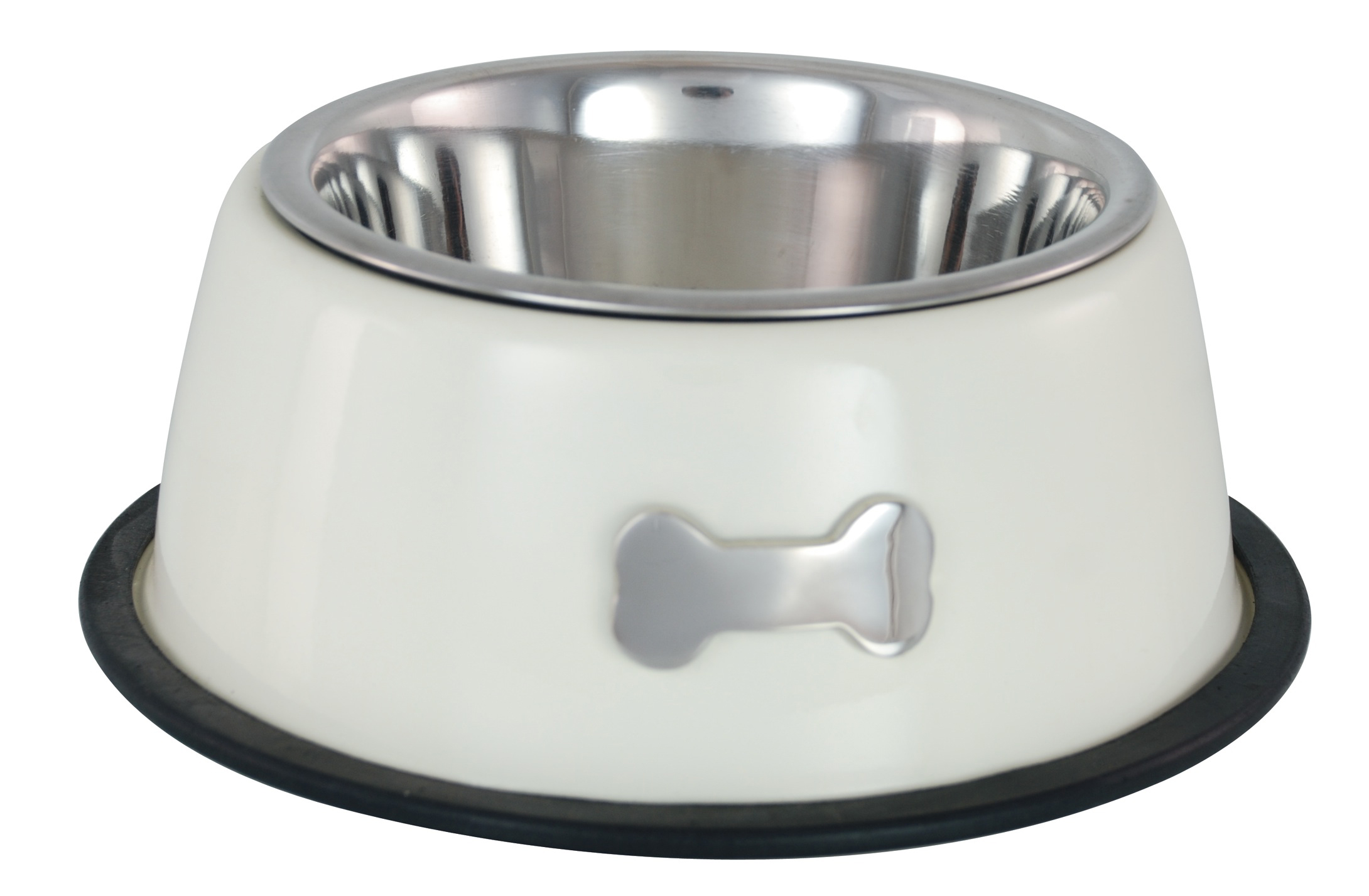 Buckingham Stainless Steel Dog Bowl Pet Puppy Feeder Bowls Food Water Dish Bowl, Cream