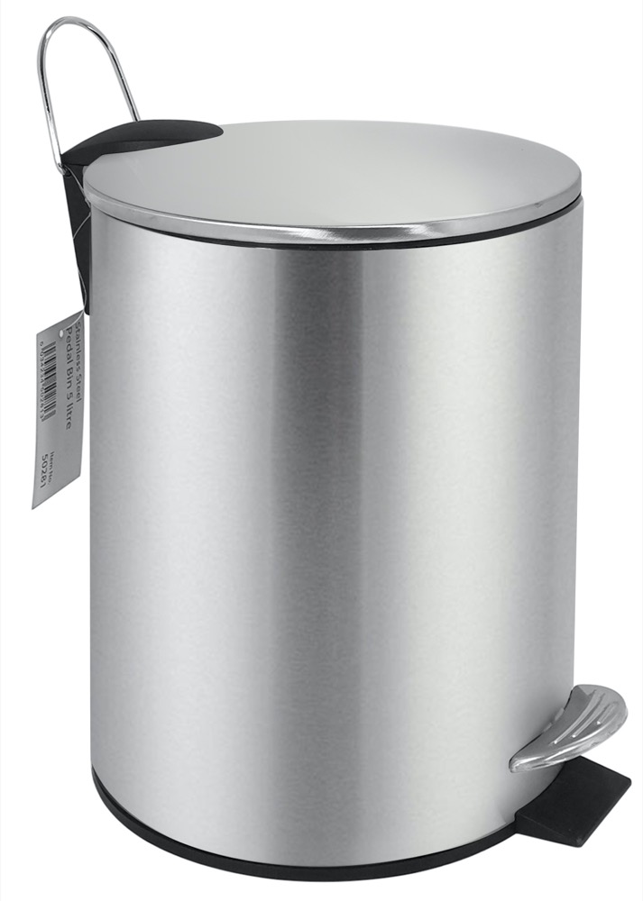 Buckingham Stainless Steel Round Pedal Bin Waste Trash Bin for Bathroom Kitchen Office 5 Litres, Matt Finish