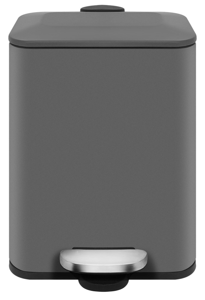 Buckingham Black Powder Coated Rectangular Pedal Bin Waste Trash Bin for Bathroom Kitchen Office 5 Litres