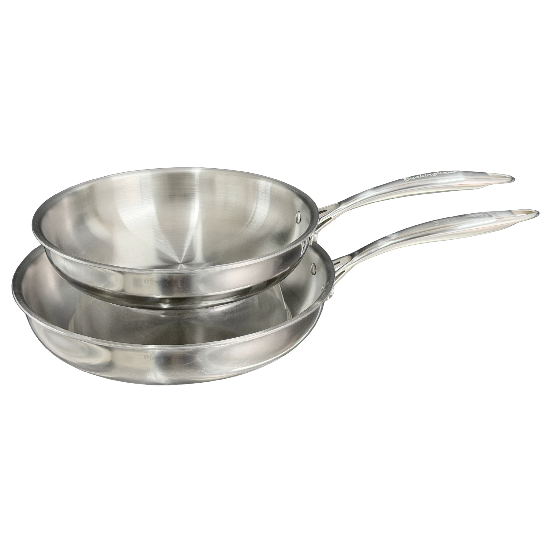 Buckingham Elite-Tri 18/8 Stainless Steel Frying Pan set of 2, Uncoated 24 and 28 cm