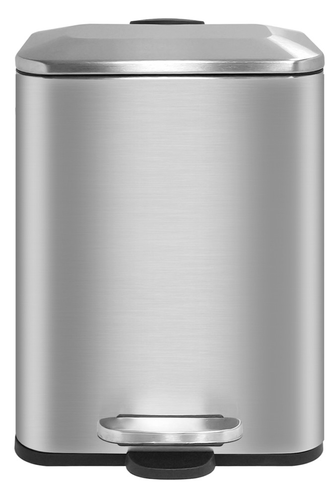 Buckingham Stainless Steel Rectangular Pedal Bin Waste Trash Bin for Bathroom Kitchen Office 5 Litres, Matt Finish